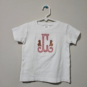 ARB‎ Blanks Kids White Short Sleeve T-Shirt Embroidered Red Letter C Puppies 2T